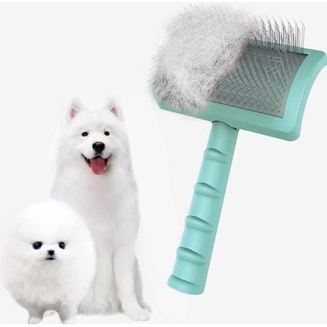 (Vert 25 mm) Grande brosse ferme pour chiens – Brosse extra longue pour toilettage et démêlage des animaux de compagnie de grande taille – Élimine les poils longs et lâches – Sous-poil (1/5)