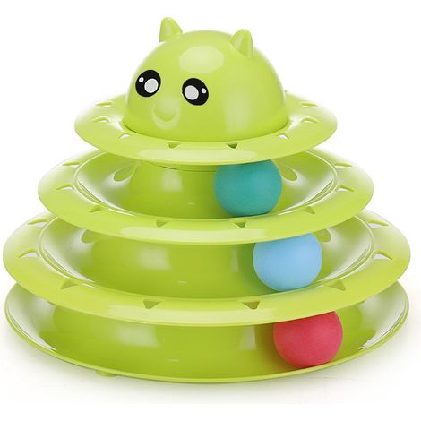 Jouet pour chat, plateau tournant à trois niveaux, tour pour chat, jouet pour animal de compagnie, fournitures pour chat, plateau de jeu interactif pour chat, jouets pour chat