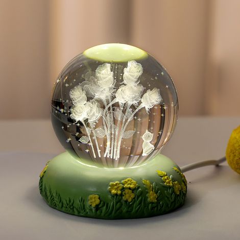 Veilleuse Boule De Cristal - Base Lumineuse Crépusculaire - Décor De Bureau - Cadeau D'anniversaire - 6 cm (1/5)