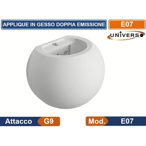 APPLIQUE PLAFONIERA SFERA IN GESSO VERICIABILE CON DOPPIA EMISSIONE LUMINOSA 25W PORTALAMPADA G9 (1/5)