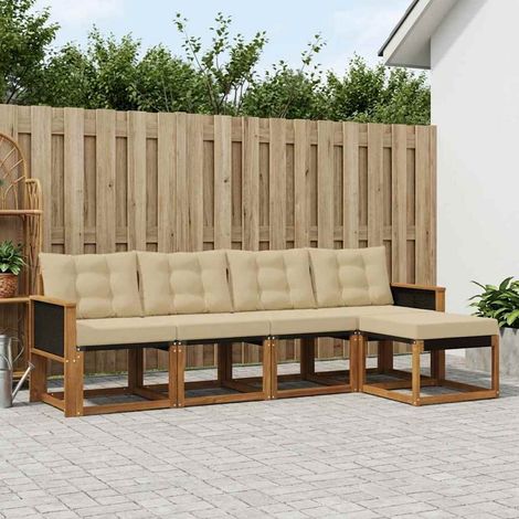 vidaXL Outdoor-Sofagarnitur mit Kissen 5 pcs Natur und Beige (1/5)