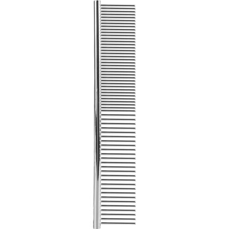 Peigne de toilettage professionnel en métal pour chiens, démêlant les nœuds, léger, portable et sûr, extrémités arrondies, couleur argent. (1/5)