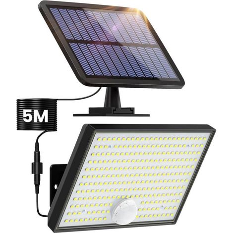 Enowelir Lampe Solaire Extérieur avec Détecteur de Mouvement 3 Modes 266 LED 2200mAh IP65 Spot Lumière Jardin Garage Éclairage Extérieur (1/4)