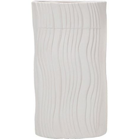 Jarrón artesanal – Jarrón grande de cerámica natural a rayas – Jarrón de flores blanco, creativo y minimalista – Decoración para el hogar o la oficina (1/5)