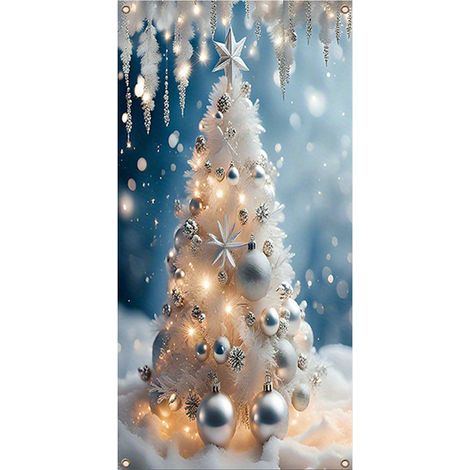 Habillage De Porte De Noël - 90 X 180 Cm - Motif Père Noël - Pour Porte D'Entrée Intérieure Extérieure - 1 Pièce (1/5)