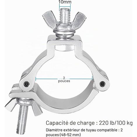 Truss Clamp Stage Light Clamp, 50mm Aluminum Light Clamps, Heavy Duty Light Hook 100kg, Suitable for 48-52mm Tube (1/4)