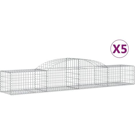 Paniers à gabions arqués 5 pcs  Mur en gabion 300x50x40/60 cm fer galvanisé