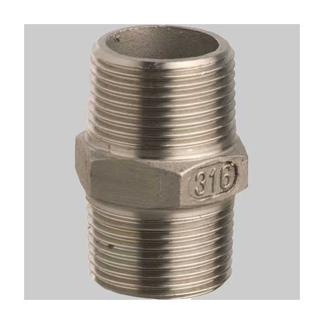 RACCORDO NIPLES DOPPIO IN ACCIAIO INOX  1     MADE IN ITALY