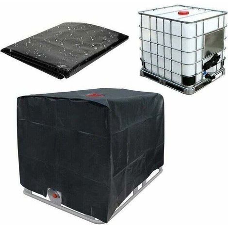 Bâche de réservoir d'eau, Bâche Couverture Réservoir IBC pour Cuve 1000L, Capôt de Protection Container Citerne Eau, Anti-poussière Anti-UV Anti-Pluie, 120x100x116cm (noir)，Starlight