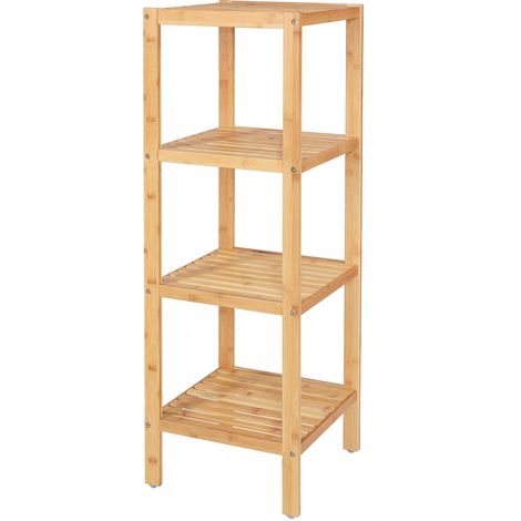 dibea Standregal Bambus, 4-stöckig, platzsparend & robust, nachhaltiges Holzregal mit rutschfesten Füßen, 33x33x98 cm, natur