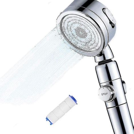 Pommeau de douche haute pression, pommeau de douche à main avec interrupteur marche/arrêt et fermeture complète (1/2)