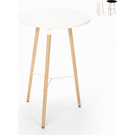 Mesa alta de diseño escandinavo de madera 60x60 redonda de madera Shrub - Blanco