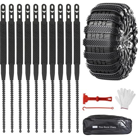 Chaînes à Neige 10 Pièces Universelles Automatiques - Type Chenille à Attaches Rapides pour Pneus 165-255 Antidérapantes d'Urgence pour Véhicule, SUV, Camion (1/5)