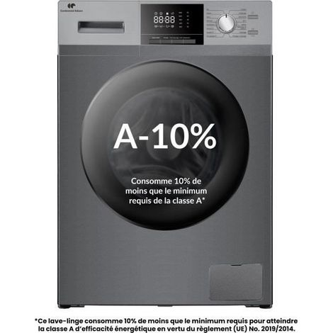 Continental Edison – Lave-linge hublot 8kg – Moteur induction silencieux – Essorage 1400 trs/min – Largeur 60 cm – 16 programmes adaptés textiles
