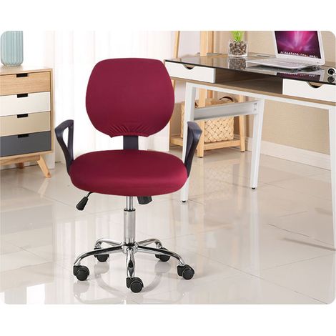 Housse rouge bordeaux pour fauteuil de bureau pivotant et fauteuil d'ordinateur à dossier fendu (1/5)