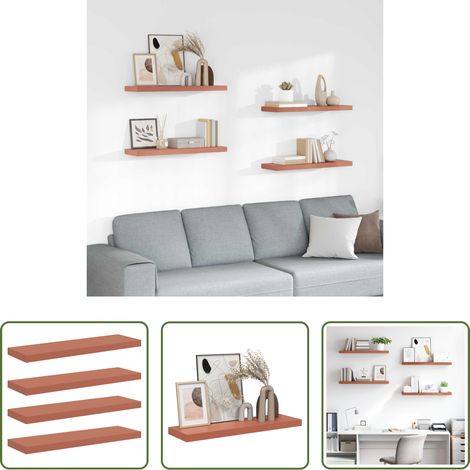 Rangement intérieur - Étagère Murale 4 pcs Rouge 90 x 23,5 x 4 cm Bois d'ingénierie (1/5)