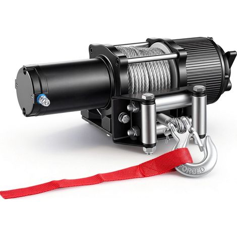 Treuil électrique 12V 2041 kg pour quad et SSV avec câble acier 6mm 12m, télécommande filaire et sans fil, étanchéité IP54. (1/5)