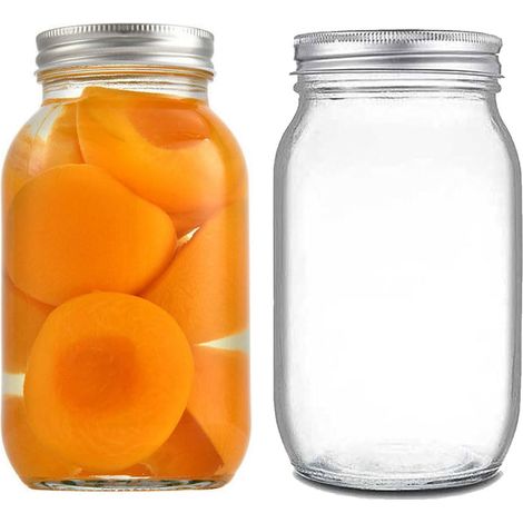 Lot de 2 bocaux en verre avec couvercles 1 l pour conserver des cornichons, des concombres, des tomates, des pâtes, des biscuits, des noix, des bonbons, des haricots (1/5)