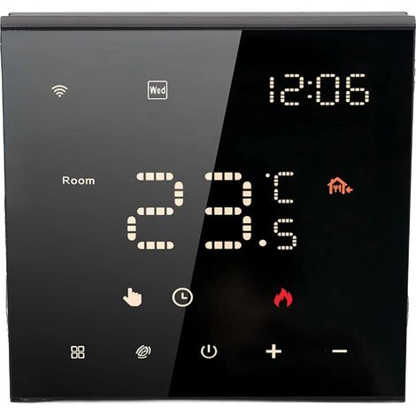 Thermostat intelligent ME82 LED noir 7 pouces avec écran tactile et application de contrôle thermostat domestique 100-250 V CA 16 A chauffage au sol électrique (1/5)