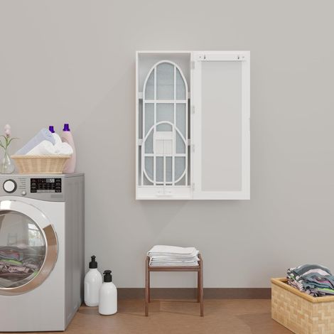Table à repasser murale pivotante avec armoire de rangement, table à repasser intégrée et cadre de support pliable, miroirs muraux pour la maison, l'appartement et les petits espaces (1/4)