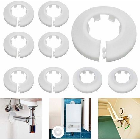 Rosace Radiateur Cache Tuyau pour Radiateur Chauffage Plomberie Couvercle de Trou Mural Sol 16 mm / 20 mm / 25 mm 24Pcs (Blanc) (1/4)