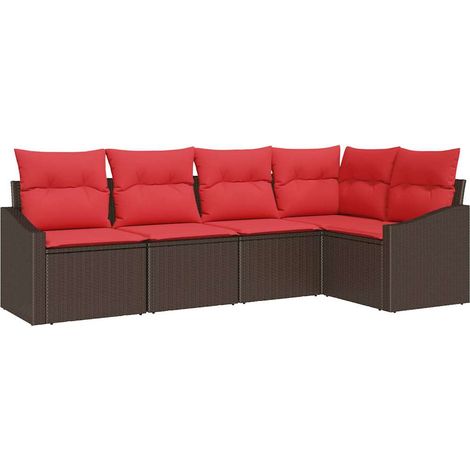 Sofa Set 5 pcs Brown [Synthetic]: Poly Rattan vidaXL (1/5)