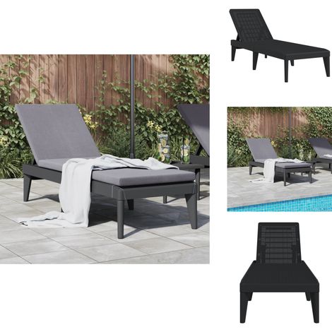 Chaise longue anthracite 186x60x29 cm PP - Chaise Longue - Transat - Salon De Jardin - Mobilier De Jardin - Fauteuil De Jardin (1/5)