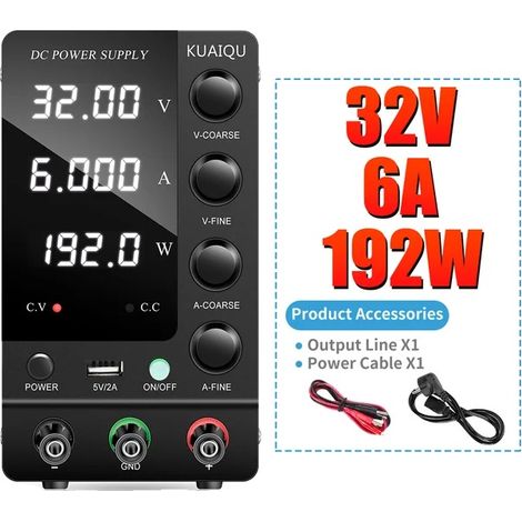 Fuente de alimentación de CC, voltaje ajustable, salida de alta corriente, SPS-C3206 negra, 220 V (1/2)