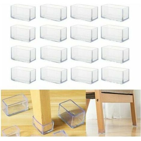 Lot de 16 protections rectangulaires en silicone pour pieds de chaise (20 x 30 mm) - Accessoires de mobilier, patins, socles et couvre-pieds (1/5)