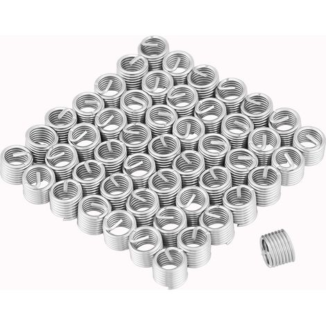 50pcs Stainless Steel Coiled Wire Helical Screw Thread Inserts M8 x 1.25 x 1.5D Length