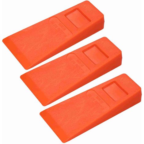 3 pièces coins d'abattage en plastique orange 14 cm, cales de coupe d'arbre à pointes, outil de bûcheron (1/2)
