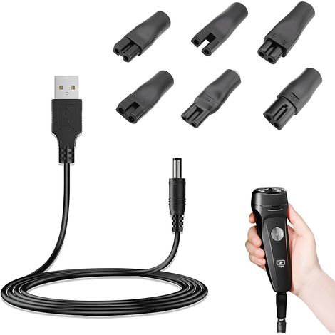 Universal 5V Shaver Charger, Trimmer Charger with 6 Adapter Connectors, USB to DC Cable, Compatible with All Major Brands of Shavers, Clippers and Pool Vacuum Cleaners (1/5)