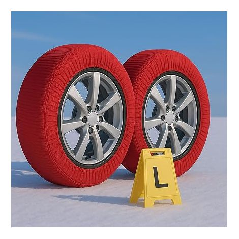 Chaussettes de neige, Couleur Rouge, Taille L, Chaînes à neige textiles pour Auto (1/5)