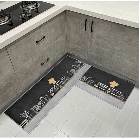 (B)2 Pack Kitchen Mats Non-Slip, Water and Oil Absorbent, Dustproof Kitchen Rugs, Indoor Floor Mats (1/5)