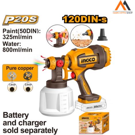 PISTOLA SPRAY 800ML/MIN A BATTERIA NUDA
