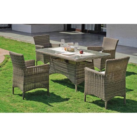 Conjunto de mesa +4 sillones+ cojines Borsalino-169/15/4+4C medula sintetica. (1/2)