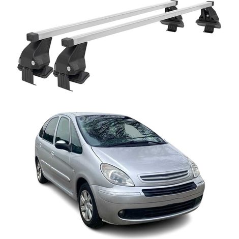OMAC Dachträger Querträger Stahl für Citroen Xsara Picasso 1999-2010 – Abschließbar – City-Crash-getestet – DIN 75302:2019 – ISO/PAS 11154:2006 – Max. 50 kg Silber (1/5)