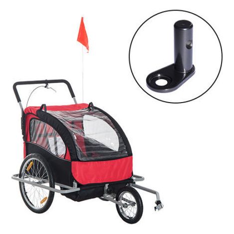 Acoplamiento para remolque de bicicleta con pasador de seguridad, acoplamiento de repuesto para remolques infantiles y remolques de carga, negro.