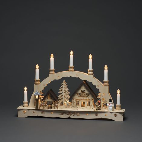 Konstsmide Holzsilhouette sieben Kerzen 48 x 8 x 30 cm LED-Figuren (1/3)