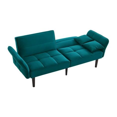 Canapé-lit réglable 2-en-1 – 2 places, revêtement en velours, accoudoirs rabattables et fonction couchage – Idéal pour les petits espaces (1/5)
