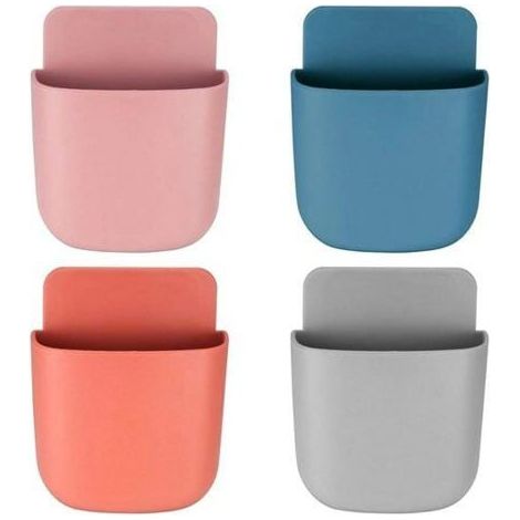 4 Pieces Rangement Telecommande TV, Support de Telecommande Mural, Organisateur, Boîte de Rangement, pour maison, bureau, télépho (1/4)