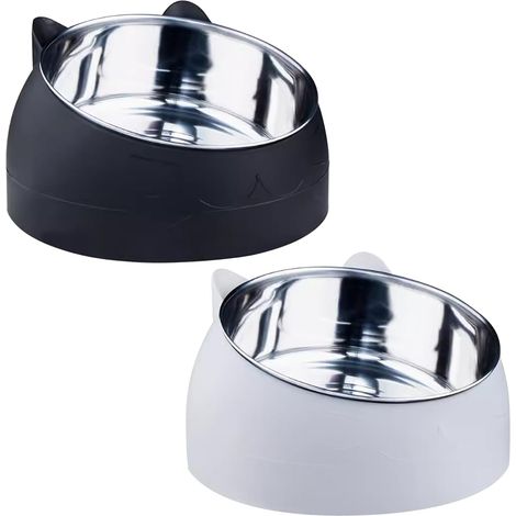 Set mit 2 Katzennäpfen - Edelstahl - 15° geneigt - 400 ml - Herausnehmbare Näpfe (1/5)
