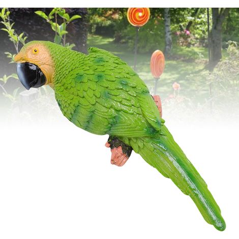 Statue de Parrot - Décor en Résine Lifelike pour Jardin - Montage Arbre ou Mur - Design 3D Relief - Vert (1/5)