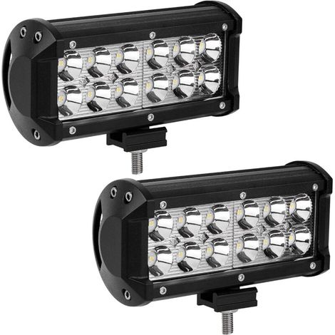 Bandes lumineuses LED, paquet de 2, feux antibrouillard LED tout-terrain focalisés de 7 pouces et 36 W, avec support de montage, tension 12 V.