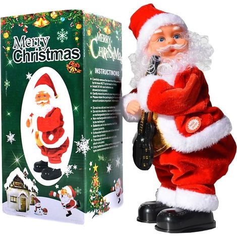 Elektrische Zwergen-Weihnachtsmannfigur, skurriler Weihnachtsmann als Weihnachtsbaumschmuck, Weihnachtsmann-Tischdekoration mit Musik und Tanz (1/4)