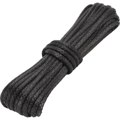 Corde de treuil nylon noir 15m/50ft, résistante à l'usure, remplacement pour SUV, camion, ATV, UTV (1/5)