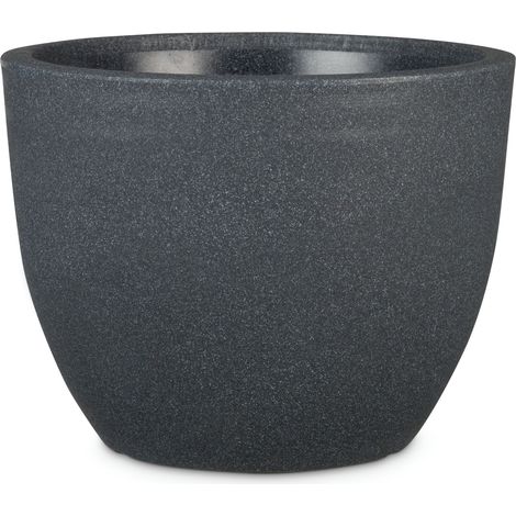 Scheurich Firenze 40, Pflanzgefäß/Blumentopf/Pflanzkübel, rund, aus Kunststoff Farbe: Schwarz-Granit, 39,6 cm Durchmesser, 30,7 cm hoch, 24 l Vol.