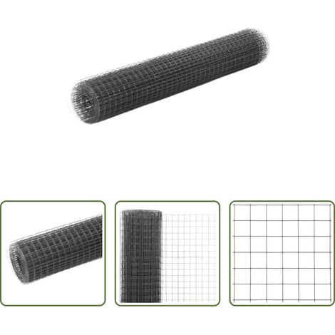 Clôture - Grillage acier avec revêtement en PVC 10x1 m gris (1/5)