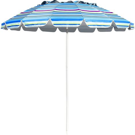 243cm strand sonnenschirm outdoor sonnenschirm strandschirm alu neigbar terrassenschirm hellblau 883