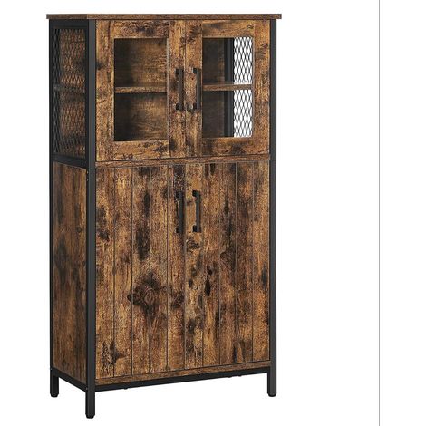 Mobile contenitore 60 x 30 x 108 cm credenza mobiletto ripiani regolabili arredo bagno struttura in acciaio per soggiorno cucina stile industriale marrone 120006441